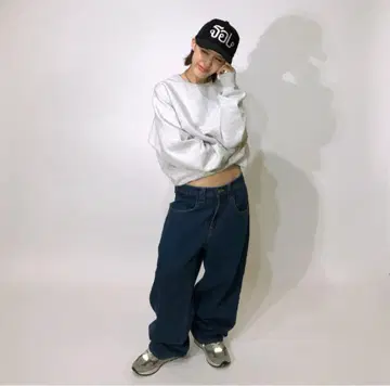 nugu hoop 유니섹스 워시 와이드 다크 데님 팬츠 y2k