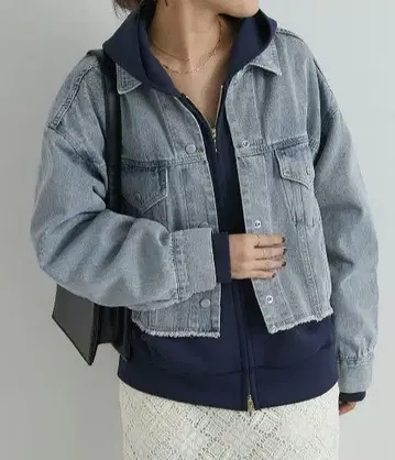 새상품 데님 트윌 숏 자켓 블루