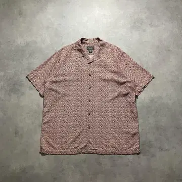 90s Eddie Bauer 린넨 오픈 카라 박스 짧은 길이 셔츠