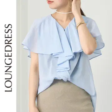 새상품 Loungedress 보일 프릴 블라우스 라운지 드레스 블루
