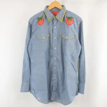 70s VINTAGE 자수 오버 사이즈 데님 웨스턴 셔츠 구제 의류