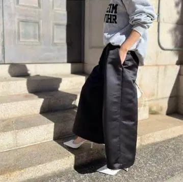 heve 새틴 플레어 가우초 팬츠 블랙 36