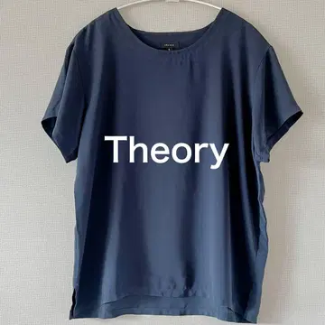 Theory 네이비 반팔 블라우스, 부드러운 착용감, 오피스