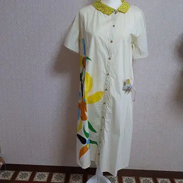 아이보리 반팔 셔츠 원피스 컬러풀