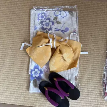 일본풍 꽃무늬 기모노 세트 타비, 조리 포함