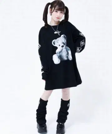 TRAVAS TOKYO 롱 T 곰 블랙