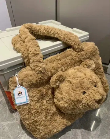 젤리캣 퍼 곰 얼굴 토트백
