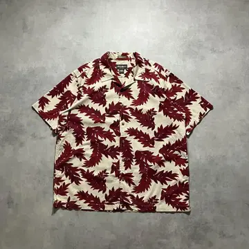 90s Eddie Bauer 린넨 오픈 카라 짧은 기장 박스 셔츠