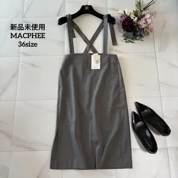 미사용 새상품 MACPHEE 그레이 서스펜더 포함 타이트 스커트