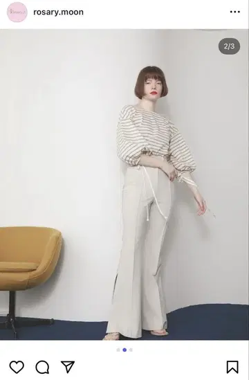 사이드 슬릿 플레어 팬츠 Rosarymoon