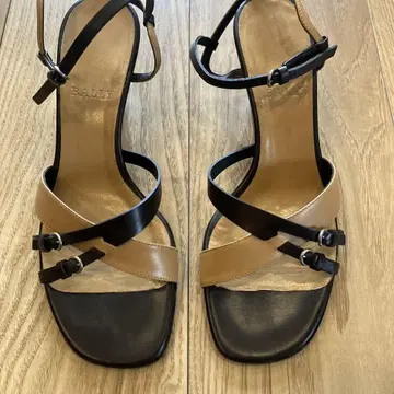 BALLY 크로스 스트랩 샌들 블랙/베이지