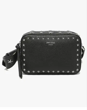 JIMMY CHOO 블랙 스타 스터드 숄더백 카메라백