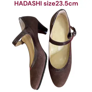 새상품급 HADASHI 하다시 펌프스 스웨이드 23.5cm 브라운 가죽