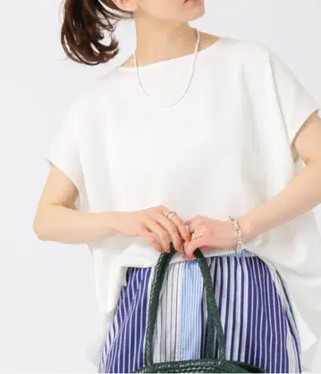 IENA 코튼 스트레치 NEO 와이드 크루 풀오버 화이트