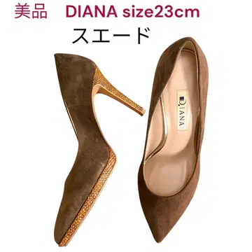 새상품급 다이애나 미형 스웨이드 펌프스 23cm 브라운 하이힐