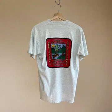 90s USA제 라이트 그레이 백 프린트 티셔츠 풍경 L 빈티지