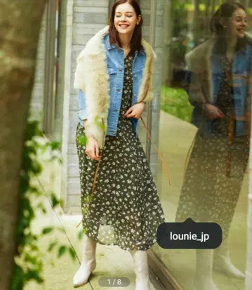 LOUNIE 꽃무늬 올리브 그린 원피스