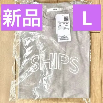 새상품 SHIPS 쉽스 라운드 프린트 로고 티셔츠 라이트 그레이 L