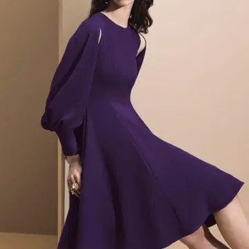 ADEAM 원피스 2way 퍼플 슬리브리스 플레어 A 라인 S