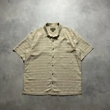 90s Eddie Bauer 린넨 헴프 오픈 카라 박스 셔츠