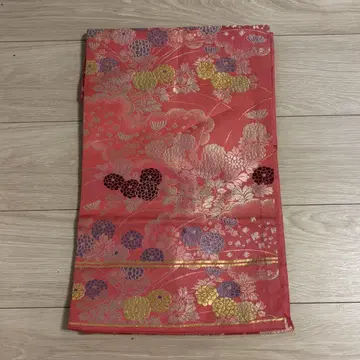 핑크 계열 꽃무늬 나고야 오비 순수 실크