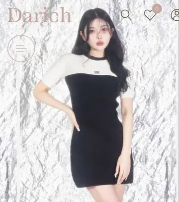 Darich 바이컬러 로고 니트 미니 원피스