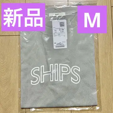 새상품 SHIPS 쉽스 라운드 프린트 로고 티셔츠 라이트 그레이 M