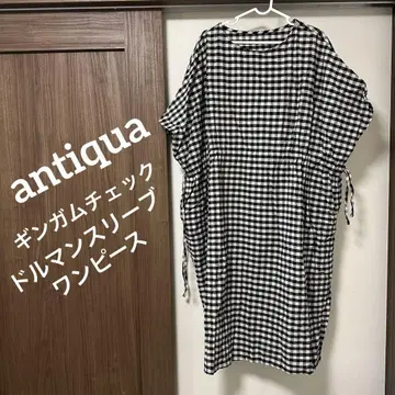 antiqua 안티카 깅엄 체크 돌먼 슬리브 원피스