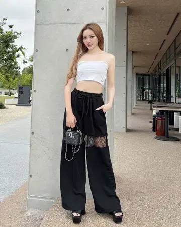 rady 레이스 라인 와이드 팬츠 블랙 S 사이즈 남은 수량 1