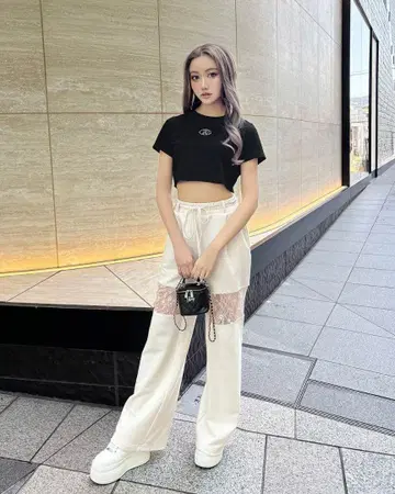 rady 레이스 라인 와이드 팬츠 화이트 M 사이즈