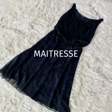MAITRESSE 메틀리제 블랙 슬리브리스 롱 원피스 검정 9호
