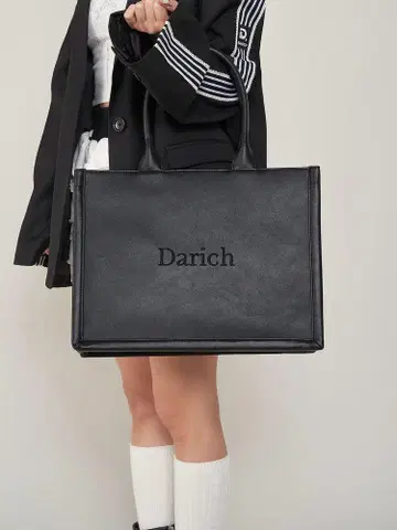다리치 Darich 로고 가죽 토트 블랙