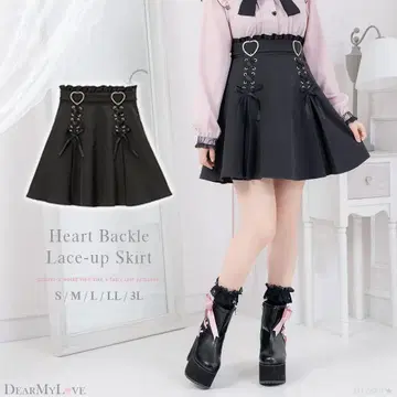 DearMyLove 디어마이러브 하트 버클 레이스업 스커트 LL