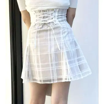 MERCURYDUO 머큐리 듀오 시어 체크 블랙 미니 스커트 치마바지 S