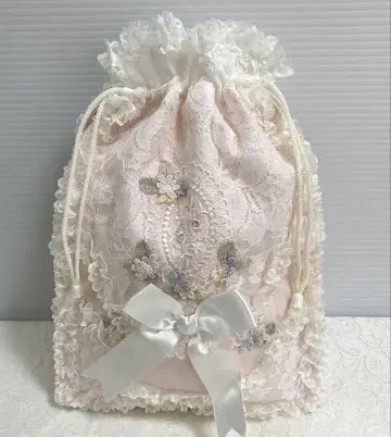 사에라 히스쿠로네 연한 핑크색 레이스 복조리