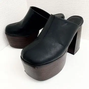 EMODA 라운드 벌키 사보 통굽 샌들 블랙 L 에모다