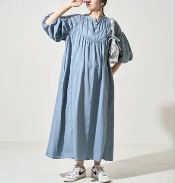FREAK'S STORE 인도 사다리 레이스 절개 원피스 블루