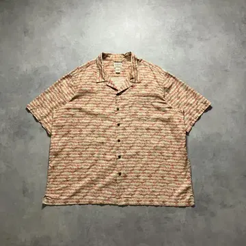 90s L.L.Bean 코튼 오픈 카라 오픈 칼라 박스 짧은 기장 셔츠