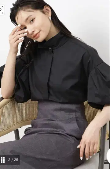 오쿠사 나오코 씨 콜라보 벌룬 슬리브 블라우스
