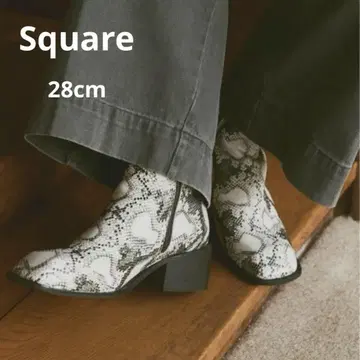 스퀘어 토 가죽 부츠 스퀘어 토 가죽 부츠 28cm