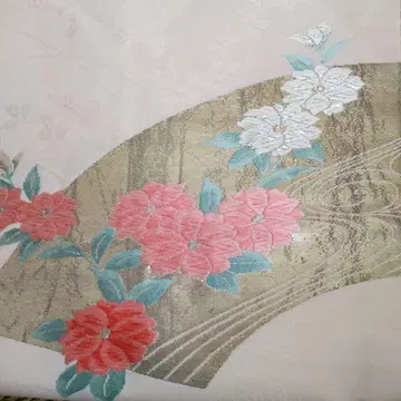 미사용이지만, 하자품 나고야 오비 꽃무늬 금실 사용