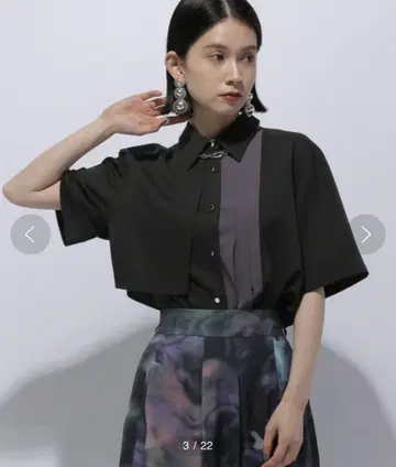 HARE 파트 플리츠 반팔 셔츠 미사용 새상품