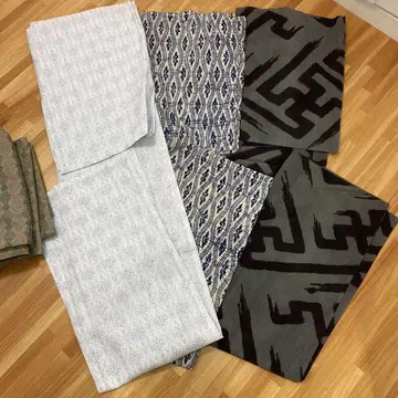 코몬 여름 기모노 사 단이 세트 만자 패턴