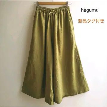 hagumu 면 린넨 와이드 이지 팬츠 스카초