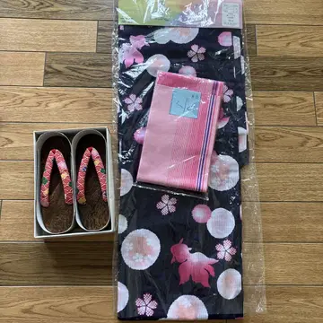 유카타 세트 여성용 유카타 오비 일본 나막신 금붕어