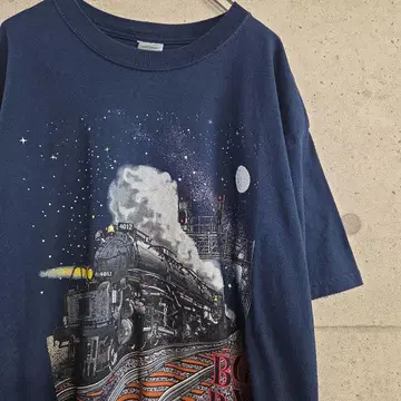 GILDAN/USED 프린트 T 셔츠/BIG BOY/증기기관차/밤하늘
