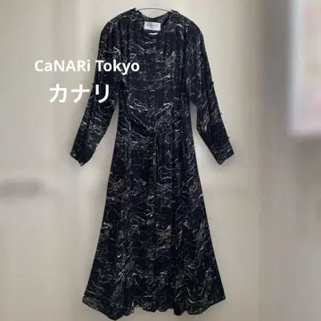 CaNARi Tokyo 1점물 롱 기장 플레어 원피스 빈티지 피서지