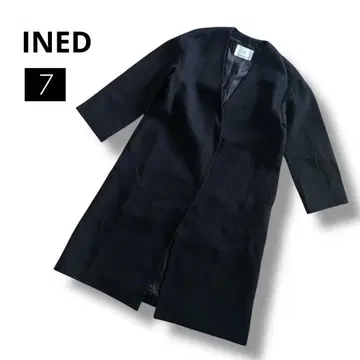 새상품급 INED 이네드 울 캐시미어 혼방 노카라 코트 롱 블랙 S
