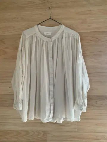 카구레 개더 블라우스 인도 면 앤티크 화이트