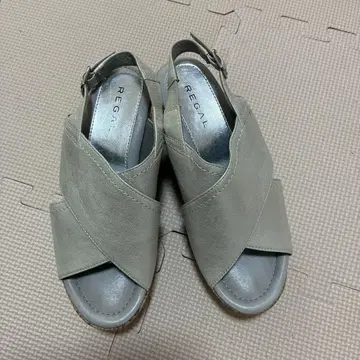 리걸 샌들 23.5cm 코르크 웨지 크로스 스트랩